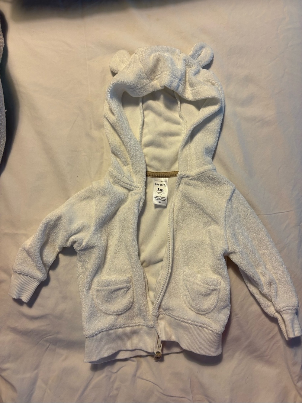 Carter's Cream Hooded Zip-Up Sweatshirt with Ear Detail